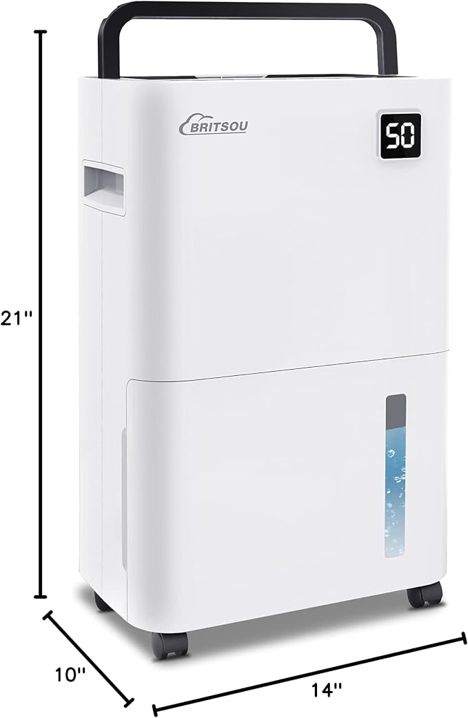 50 Pints Dehumidifier for Basement and Bedroom, Covers 3500 Sq.Ft with Drain Hose, Smart Operation with 3 Modes - Ideal for Home, Bathroom, Garage.