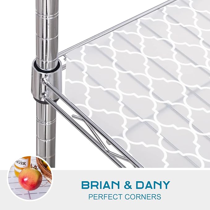 BRIAN & DANY Wire Shelf Liner 14" X 30", Heavy Duty Shelf Liners for Wire Shelving, Waterproof Protector Mats, Set of 4, Quatrefoil Grey