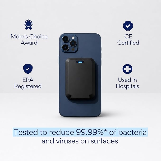 Portable UV Light Phone Sanitizer, Chemical-Free UV-C Disinfection for Phones and Surfaces, Designed by a Surgeon