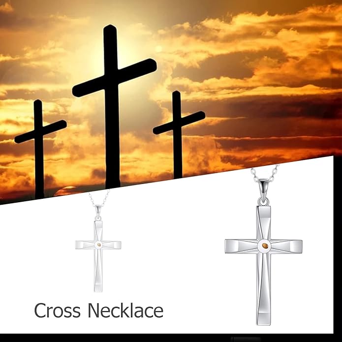 ONEFINITY Religious Cross Pendant Necklace Sterling Silver Origami Cross Pendant Gifts for Women Men Jewelry