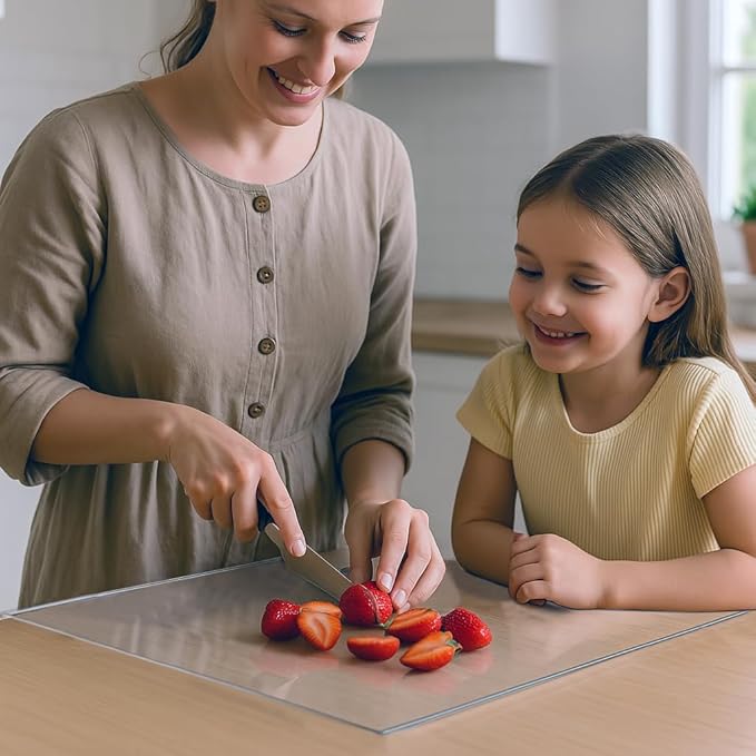 Acrylic Cutting Board with Counter Lip, Clear Cutting Boards for Countertop Protector, Cutting Board for Kitchen Counter, Non-Slip Dough Mat, Kitchen Decor Gadgets House Warming Gifts(24"x18")