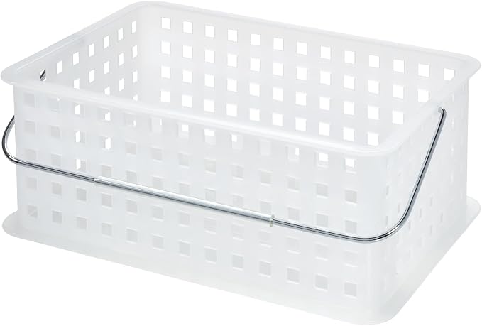 iDesign Portable Shower Caddy Basket with Handle | Clear/Frost, For Dorm or Bathroom, Made in USA