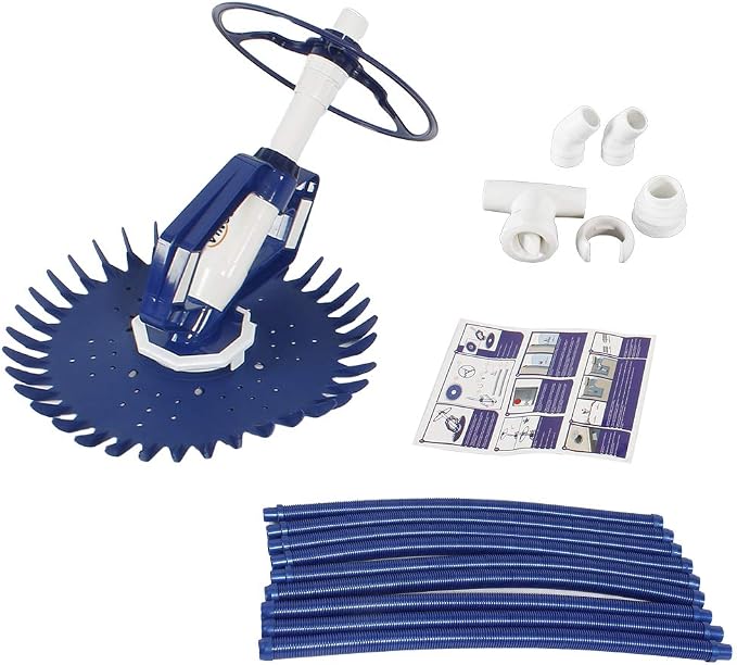 VINGLI Swimming Pool Vacuum Cleaner Automatic Sweeper, Automatic Suction Vacuum with Ten Hoses and Two Yellow Diaphragms, Blue