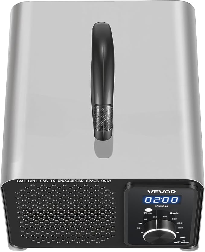 VEVOR Ozone Generator, 36000mg/h Commercial Ozone Machine, 15s Delayed Start & Timer & Rotary Encoder Knob & Odor-Treatment Cycle Mode, Industrial Deodorizer for Car, Smoke Odorss,Up to 3200 sq.ft