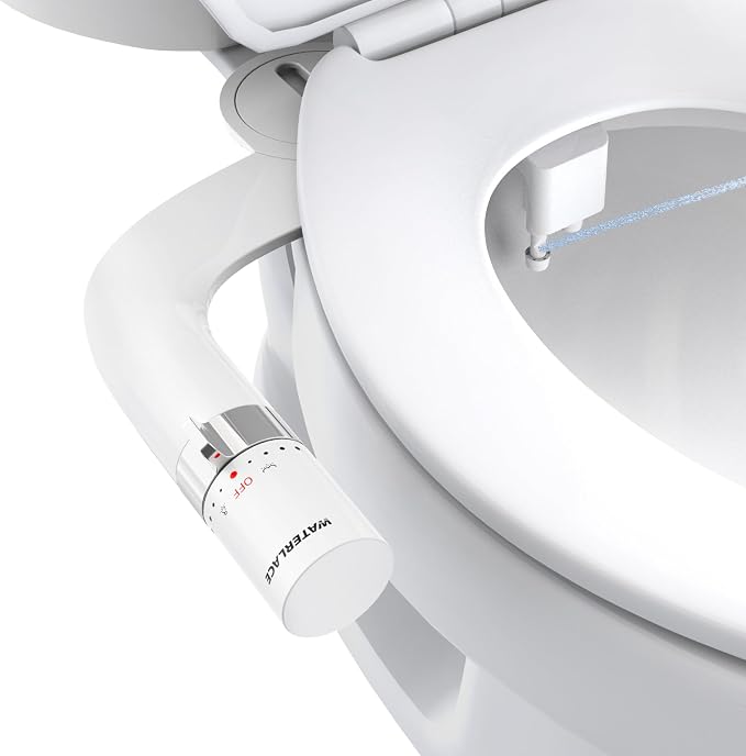 WATERLACE Bidet Attachment for Toilet Seat Sprayer - Non Electric Dual Nozzle with Cold Water - Self Cleaning Toilets Bathroom Spray for Butt Wash - Easy Slim Adjustable Pressure Control Rv Bidets