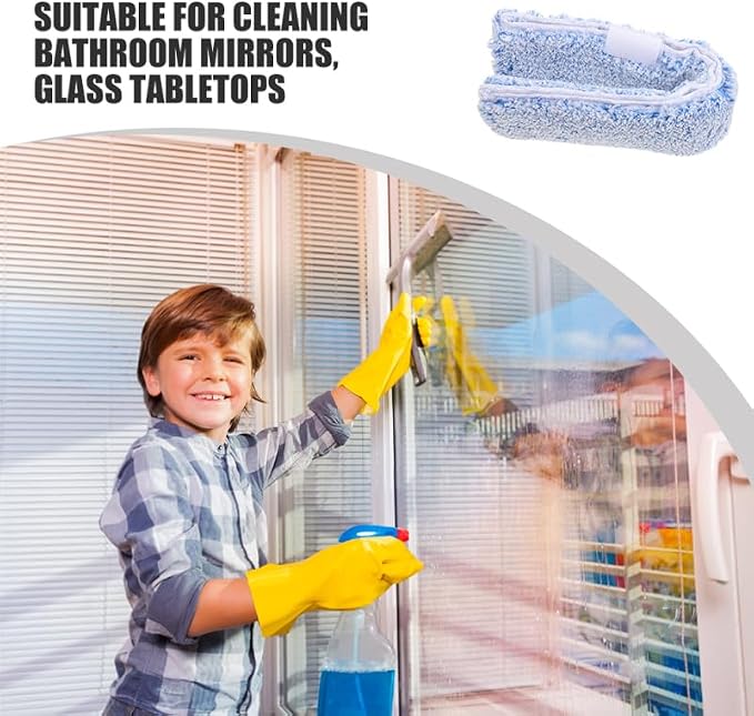 Ipetboom Replacement Window Scrubber Pads 4 Pack Reusable Microfiber Window Cleaner Refills for Bathroom Mirrors Tabletops Glass Cleaning 14.17 X 2.75 X 1.57 in