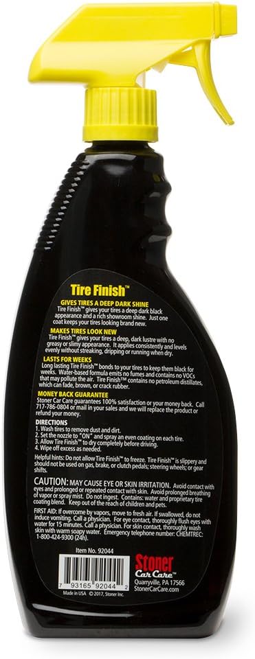 Stoner Car Care 92044 More Shine Tire Finish – Tire Shine Spray Restores Deep Matte Black Finish with Long-Lasting Rain-Resistant Protection, Dry-to-Touch – 22 fl oz