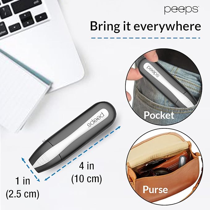 Peeps Glasses Cleaner - for Eyeglasses, Reading Glasses, and More - Lens Cleaner with Carbon Microfiber Tech-Injected Black-1 Count (Pack of 1)