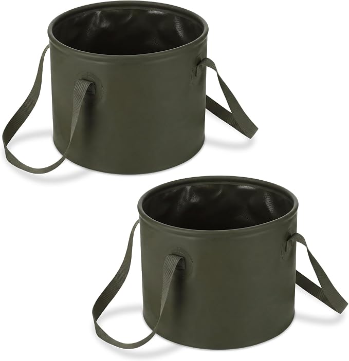 2 Pack Collapsible Bucket 5 Gallon Foldable Bucket Portable Car Wash Container, Fishing and Utility Basin with Handle, 20L for Camping, Hiking,Dish Washing, Fishing, Laundry