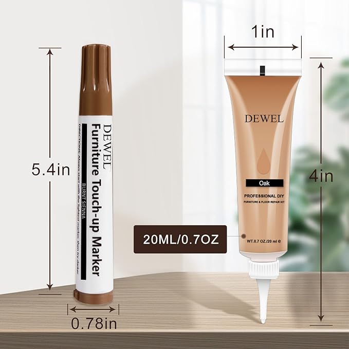 DEWEL Wood Furniture Repair Kit 40 Pcs, 12 Colors Wood Filler and Touch Up Markers, Wooden Putty and Polish Wax, Repair Scratch, Cracks, Hole, Stains for Hardwood Floor, Table, Laminate, Cabinet