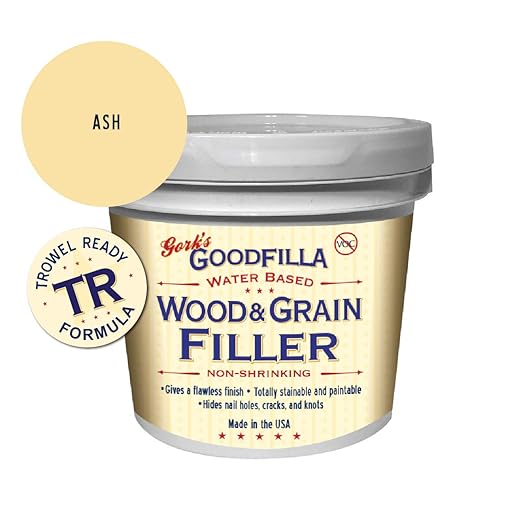 Water-Based Wood & Grain Filler (Trowel Ready) - Ash - 1 Gallon by Goodfilla | Replace Every Filler & Putty | Repairs, Finishes & Patches | Paintable, Stainable, Sandable & Quick Drying