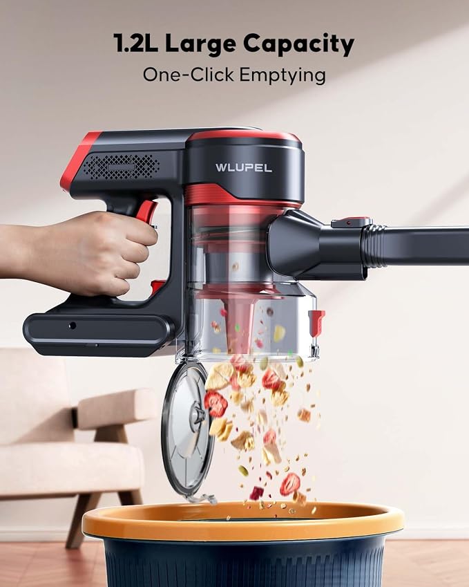 WLUPEL Cordless Vacuum Cleaner, 38kPa Stick Vacuum Cleaner, 450W Powerful Handheld Vacuum with LED Touch Display, 55mins Runtime for Pet Hair, Carpet and Hardwood Floor(Hero 8S)