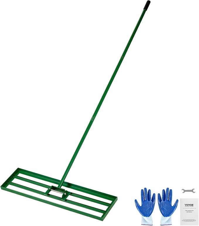 VEVOR Lawn Leveling Rake, 36"x10" Level Lawn Tool, Heavy-Duty Lawn Leveler with 78" Steel Extended Handle, Yard Leveling Rake Suit for Garden, Golf Lawn, Farm