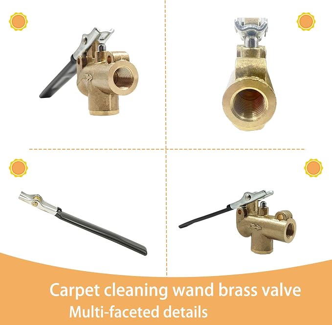 1/4" Carpet Cleaning Wand Angle Valve, Brass Angled Flow Control Valve for Carpet Extractor Upholstery Wand, Angle Valve Handle for Carpet Cleaner