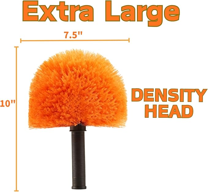 9pcs Screw on Webster Cobweb Duster Head for Pole | Spider Web Remover Brush | Cobweb Duster Head Attachment | Fits Standard 3/4 inch Threaded Poles (Orange)