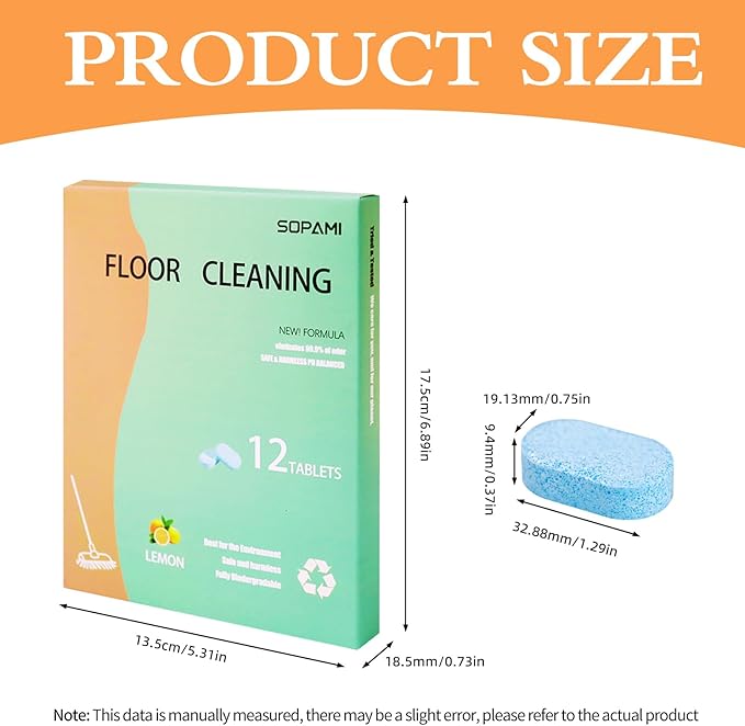 SOPAMI Washing Machine Cleaner Tablets 12-Pack and 12pcs Floor Cleaning Solution Tablet Deep Cleans