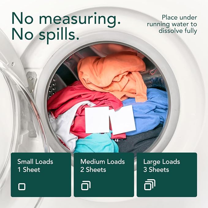 Kind Laundry Detergent Sheets - 60 Loads Fragrance Free, EWG Verified, No Residue After Wash, Eco Plastic-Free Liquidless Laundry Soap, Non-Toxic Formula, for Sensitive Skin, Travel & Dorm Friendly