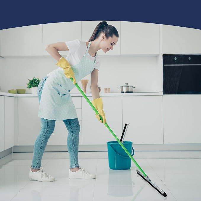 Lasnten 4 Pcs Double Foam Floor Squeegee for Concrete 22 Inch Industrial Floor Scrubber Stainless Steel Cleaning Squeegee with Rubber Heavy Duty Broom EVA Foam Blade for Garage Window Pool