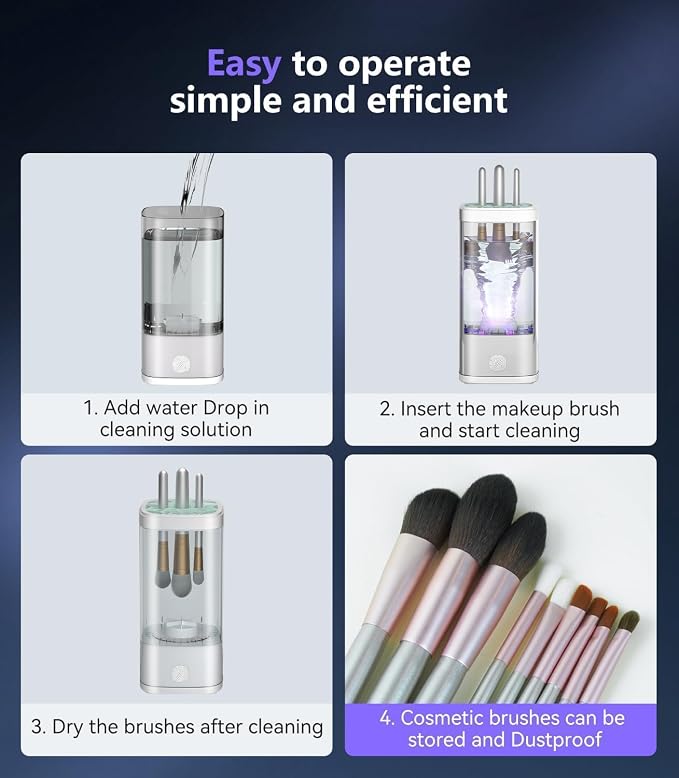 2026 Upgrade Makeup Brush Cleaner Machine【NO.1-12X Cleaning Power】Electric Makeup Brush Cleaner【International Certification - 10000RPM Turbo Motor】Suitable for All Brush Brushes,White