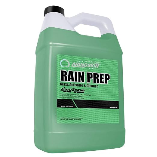 Nanoskin RAIN PREP Glass Cleaner 1 Gallon – The Surface Preparation Sealant | Emits Negative Charge to Interact with RAIN Glass Sealant for Reactive Bonding | Concentrated Formula