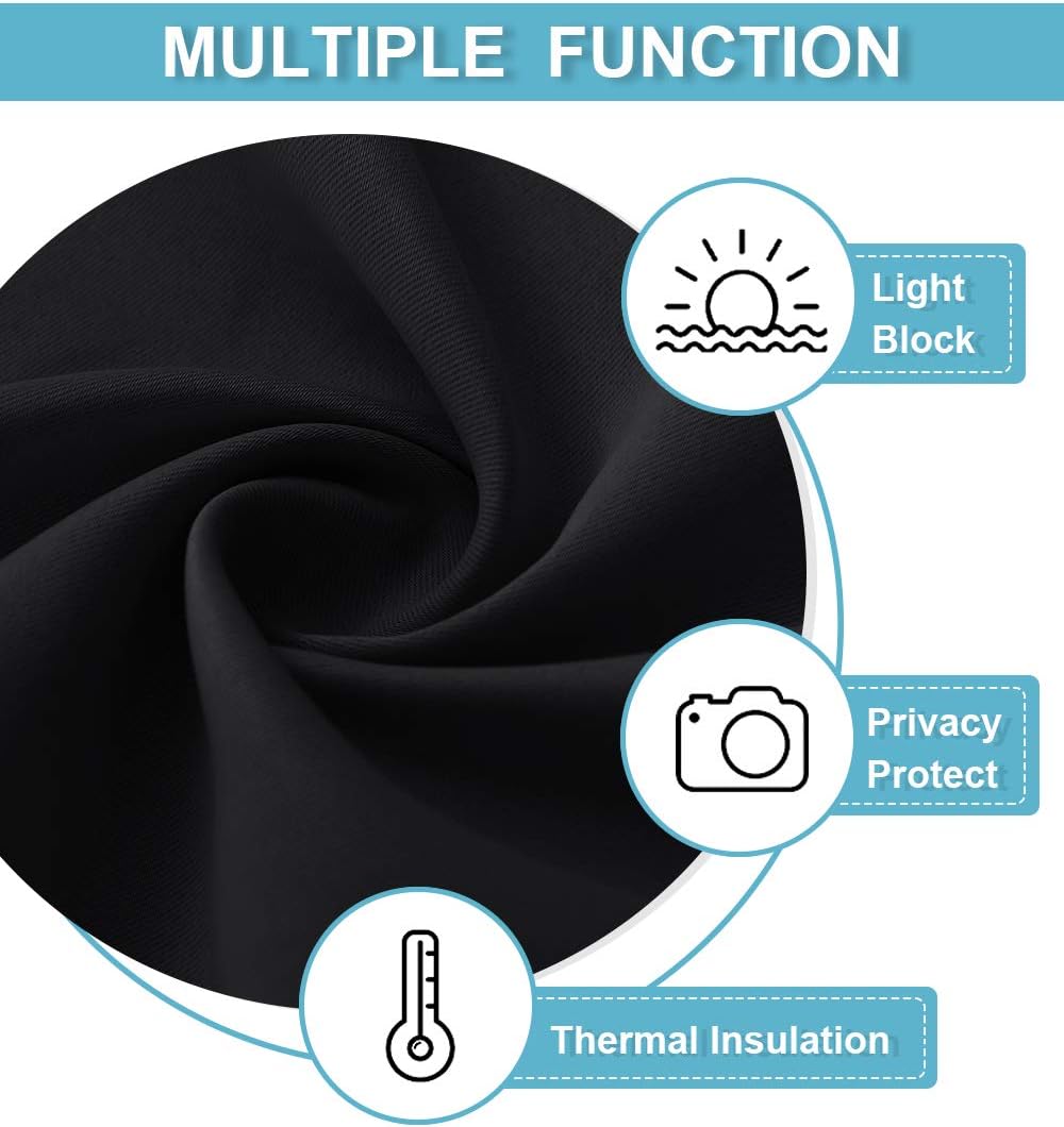 RYB HOME Large Curtains for Living Room 84 inches Length, Blackout Privacy Room Divider Curtains for Doorway Closet Basement Patio Door Bay Window, W 70 x L 84, Black, 2 Panels