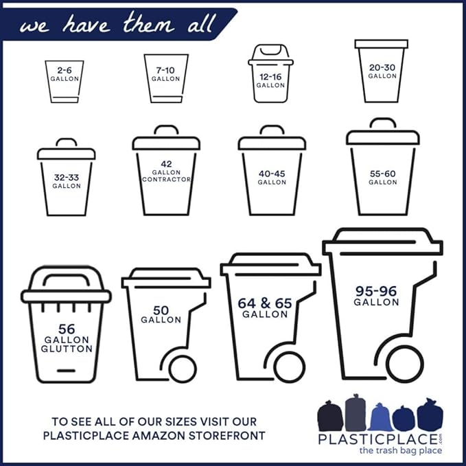 Plasticplace 14 Gallon Clear Recycling Trash Bags │ 1.2 Mil Garbage Can Liners │ 21"x16"x27’’ (200 Count), R14121CL