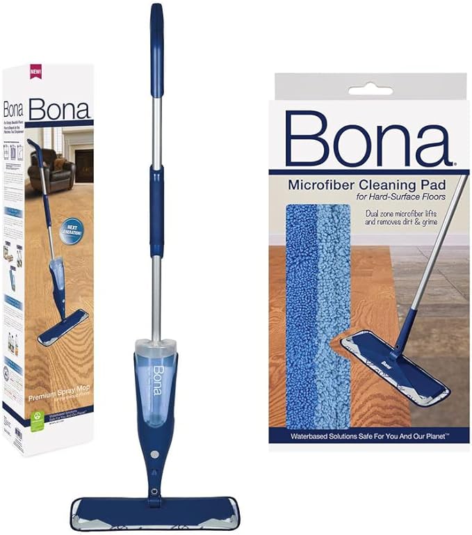 Bona Hardwood Floor Spray Mop, includes 28.75 oz. Cartridge with Bona Microfiber Cleaning/Applicator Pad