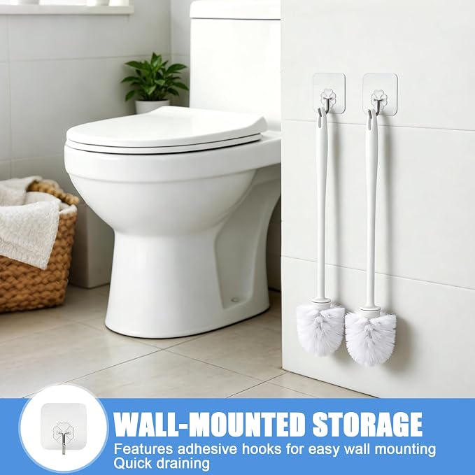 15 Pcs Toilet Brush,14.2" Bathroom Toilet Bowl Brush,Commercial Heavy Duty Toilet Bowl with Hook & Gloves,Long Handle Toilet Bowl for Household Cleaning,Professional/Janitorial Scrub Brush for Toilet