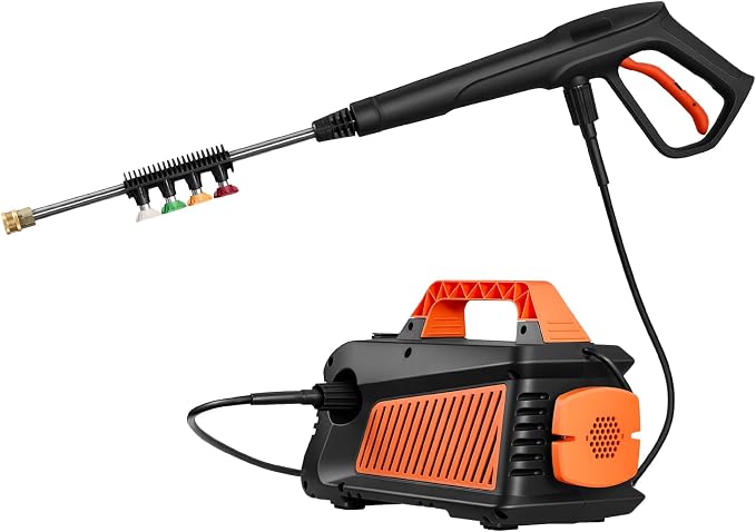 VEVOR Electric Pressure Washer, 2000 Max PSI 1.59 Max GPM, Portable Power Washer with 4 Nozzles, Metal Extension Wand, Built-in Carry Handle, Compact & Flexible for Cars,Driveways,Patios,Fences,Home