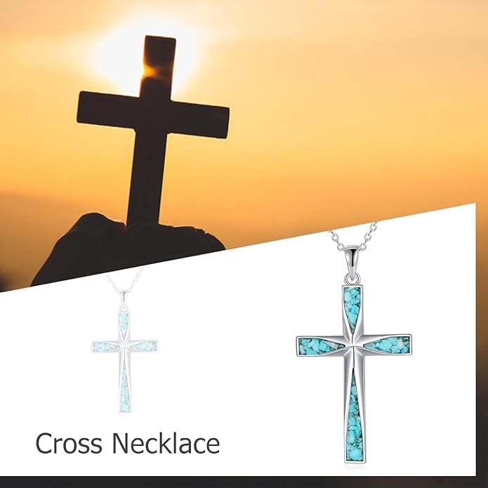 ONEFINITY Religious Cross Pendant Necklace Sterling Silver Origami Cross Pendant Gifts for Women Men Jewelry
