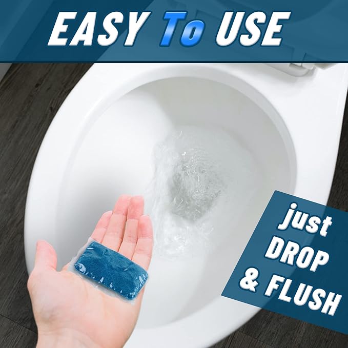 Eazy2hD RV Toilet Treatment Holding Tank Deodorizer for RV Black Tank Chemicals Breaking Down for Camper Portable Porta Potty (50 Count Blue)