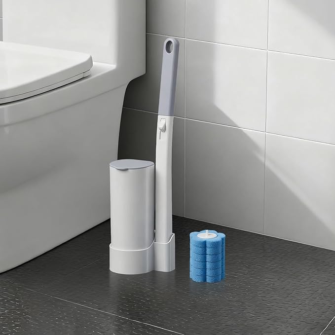 Toilet Brush with 120 Refills, White Toilet Cleaning Brush, Toilet Bowl Brush, Toilet Brush Refill for Efficient and Deep Scrub Toilet