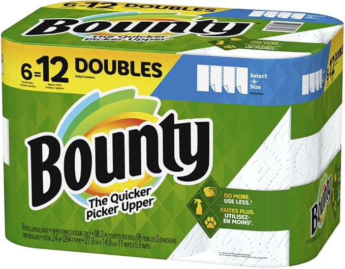 Bounty Select-A-Size Paper Towels, White, 6 Count