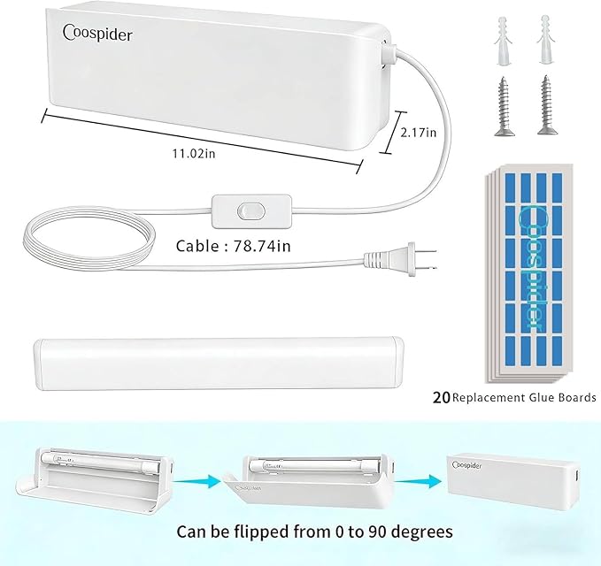 4pack Fly Catcher Indoor,Fruit Fly Traps Indoor for Home,Wall Sconce Fly UV Light Trap for Capturing Flies,Moths, Gnats with 20 Sticky Glue Boards, Bug Catcher Indoor, Light Flying Insect Trap -White