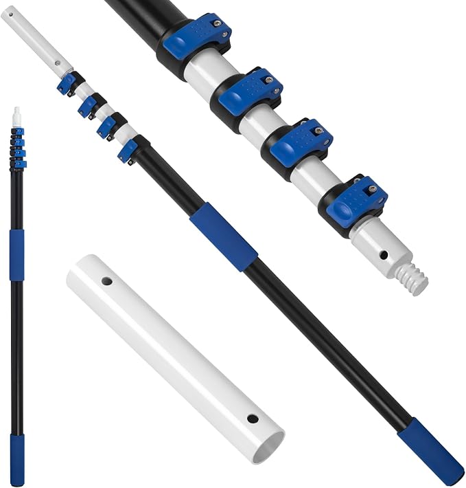 getlstub 16FT Telescopic Pool Pole, Heavy Duty Aluminum Extension Pole 4-16 FT for Above Ground & Inground Pools, Fits Skimmer, Net, Brush & Vacuum Heads