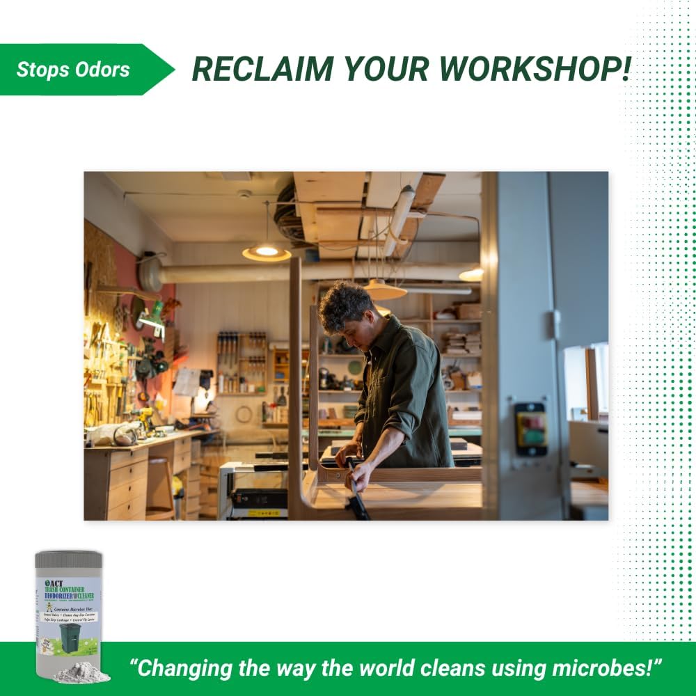 ACT Trash Deodorizer and Cleaner | Eliminates Odors Controls Garbage Sludge | for Garage and Outdoor Bins | Dry Powder Eco-Friendly 10lb