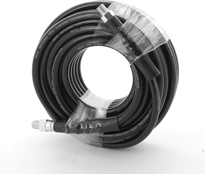 SUNTAI Sewer Jetter Kit for Pressure Washer 50FT, 5800PSI Drain Cleaner Hose 1/4 Inch NPT, Corner, Button Nose and Rotating Sewer Jetting Nozzle