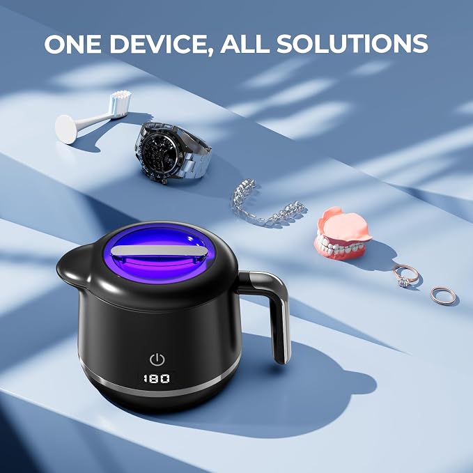 ππ%π¨ππ Ultrasonic Retainer Cleaner Machine: Dental Cleaning Pod for Denture/Mouth Guard/Aligner/Night Guard/Braces/Toothbrush Heads/Jewelry - 45kHz Retainer Cleaner with Digital Timer & 200ML