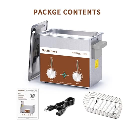 SOUTH BASE Ultrasonic Cleaner,3L 120W Stainless Steel Ultrasonic Jewelry Cleaner with Cleaning Basket,Timer&Heater,Encoded Sonic Cleaner for Cleaning Jewelry,Eyeglasses,Coins