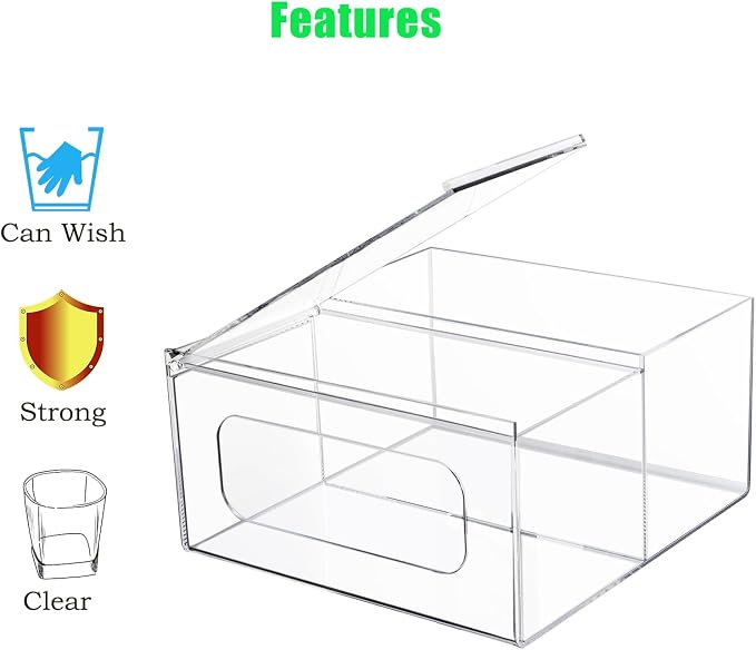 Acrylic Trash Bag Holder Dispenser Kitchen and Bathroom Organizers and Storage - Large Garbage Bag Dispenser Under Sink - Clear Laundry Room Organization with Lid