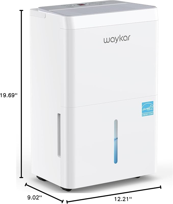 Waykar 6000 Sq.Ft Energy Star Dehumidifier for Basement & Home, 120 Pint/Day with Drain Hose & Tank, Ultra Quiet (40 dB), Smart Auto Comfort Mode
