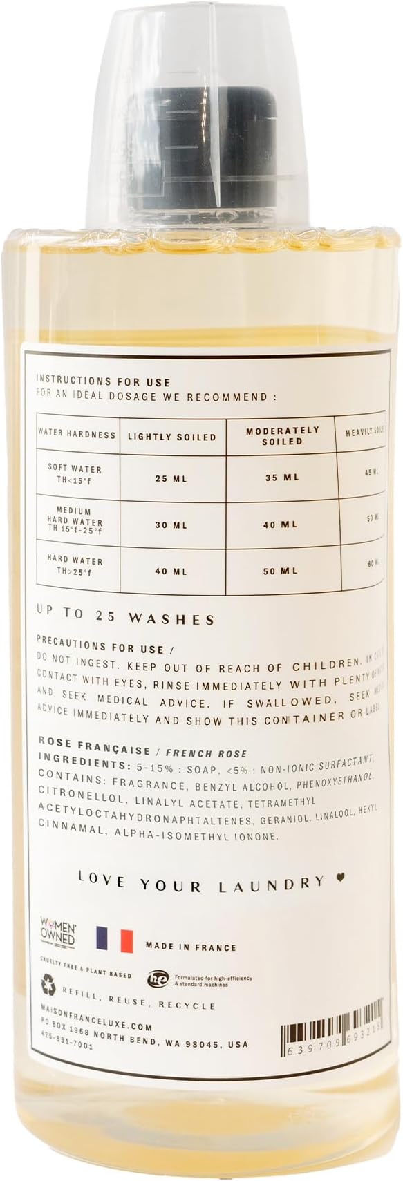 The Laundry Evangelist Enzyme-Free Laundry Detergent, Plant-Based Wash for Delicate Fabrics, Gentle on Silk, Wool & Fine Garments, French Rose Scent, 33.3 fl oz