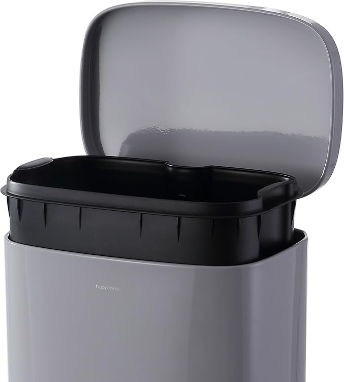 happimess HPM1011D Curtis 8-Gallon Step-Open Trash Can, Fingerprint Resistant, Modern, Minimalistic for Home, Kitchen, Laundry Room, Office, Bedroom, Bathroom, Fog Gray