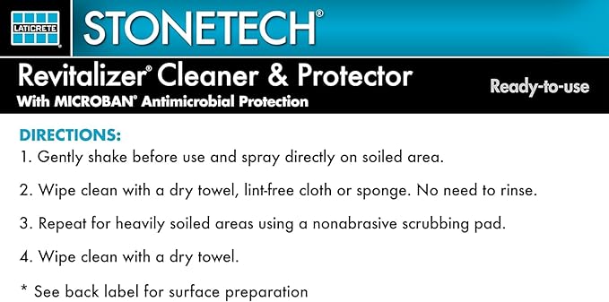 Stone Surface Cleaner Spray for Stonetech Revitalizer Cleaner and Protector - 3‑in‑1 Daily Stone & Grout Cleaner - Reseals & Refreshes Natural Stone Countertops, Floors & Tiles (Citrus, 24 oz)