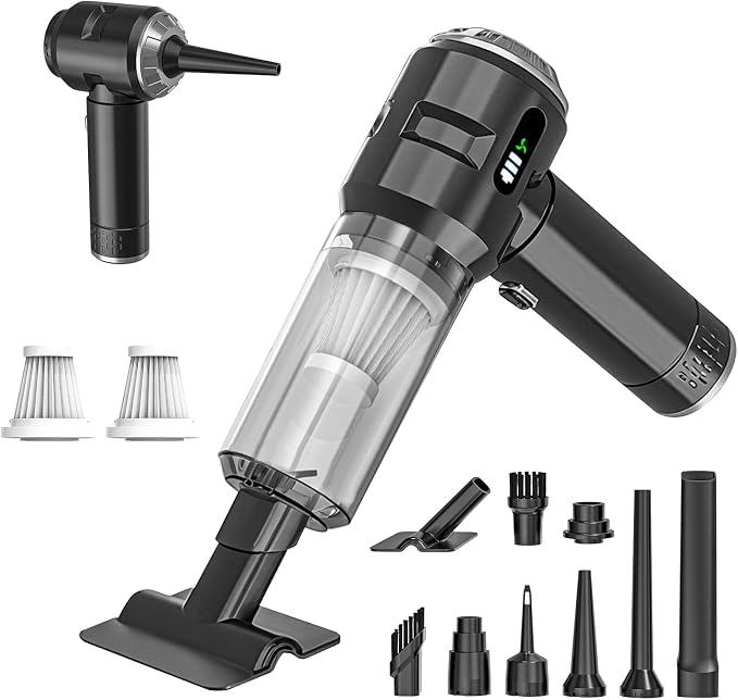 Handheld Vacuum Cleaner Cordless, 23000Pa Powerful Car Mini Vacuum Cleaner, Rechargeable Portable Lightweight dust Catcher for Home Car Carpet Stairs Pet Hair Deep Cleaning(Black-Silvery)