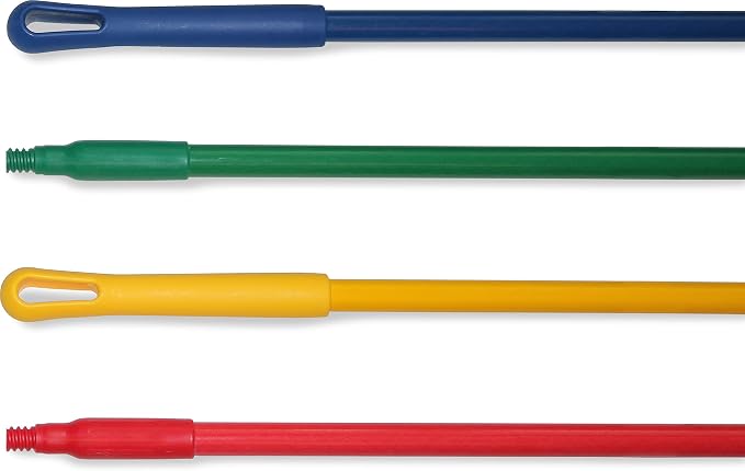 SPARTA Fiberglass Broomstick Replacement Broom Handle with Acme Threaded Tip for Industrial Cleaning Tools, Fiberglass, 60 Inches, Green, (Pack of 12)