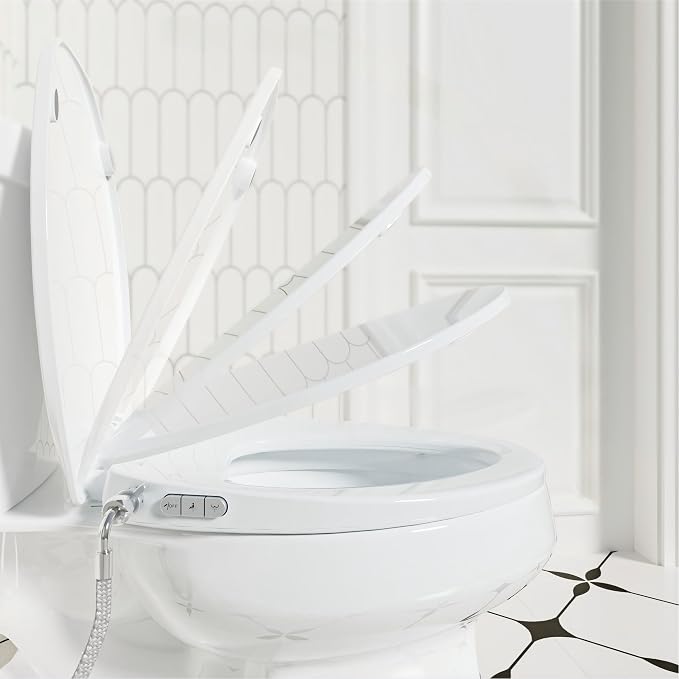 Bidet Toilet Seat – Non-Electric, Self-Cleaning Dual Nozzles for Frontal & Rear Wash, Adjustable Water Pressure, Slow-Close Lid, Fits Elongated Toilets – Hygienic & Eco-Friendly Upgrade (Contemporary)