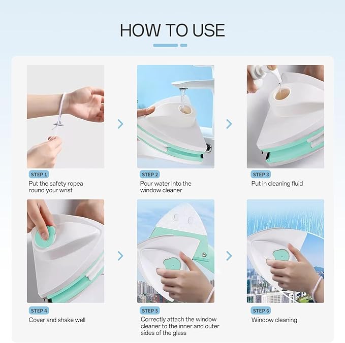 Magnetic Glass Cleaner Tools - Double sided Windows Glass Cleaner Wiper for (16-25mm) Double Glazing with Water Storage Room Windshield Cleaner Tool for High-rise (Green)