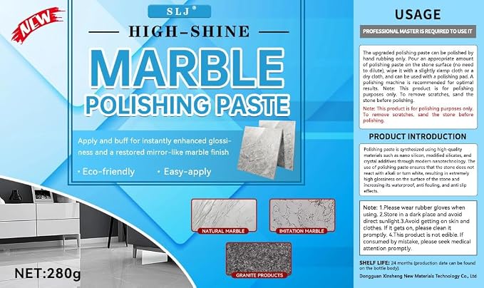 Marble Polishing Paste, Granite Cleaner Countertop, Stone Etch Remover - Professional Polish Compound for Granite, Marble, Quartz & Natural Stone | New Polishing Upgrade, Easier to Use
