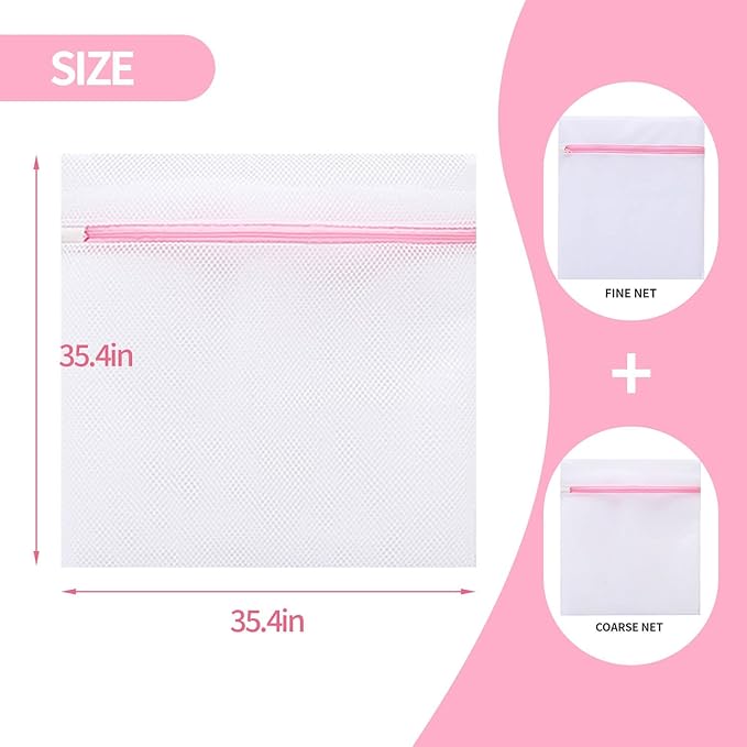 Extra Large Mesh Laundry Bags Washing Bag 2Pack Delicates Bag and Zipper Laundry Bag Jumbo for Washing Machine Large Mesh Bags for Blankets, Bedding, Coats, Toys (2PCS-XXXL)